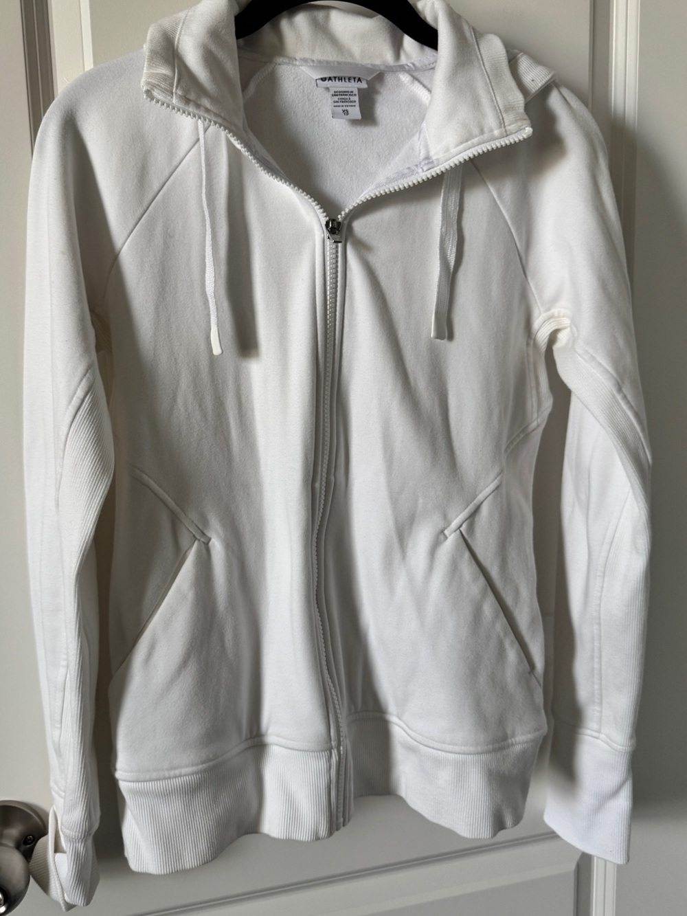 Athleta White Full-Zip Hoodie with Hood-XS